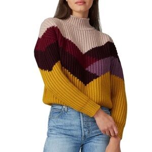 ba&sh Bash Orlando Wool Color Block Mock Neck Sweater S